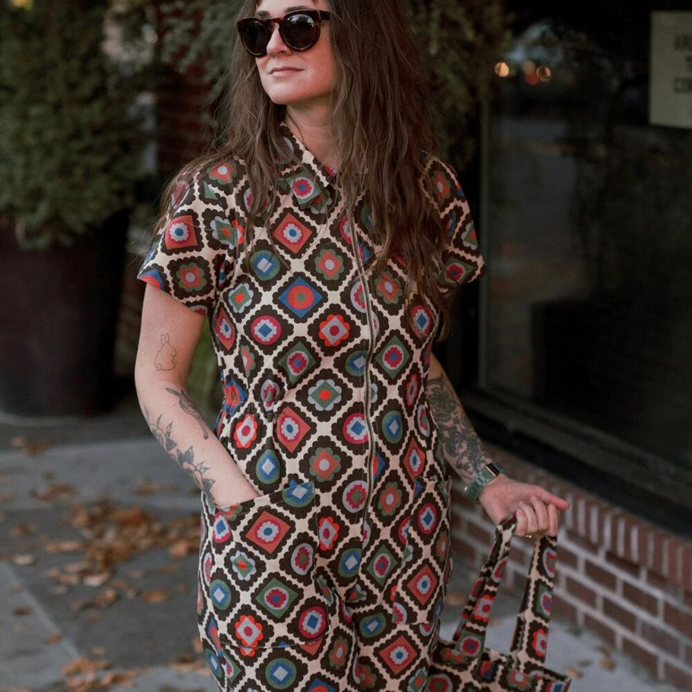 Noble Utility Suit - Jumpsuit in Cross Stitch Print